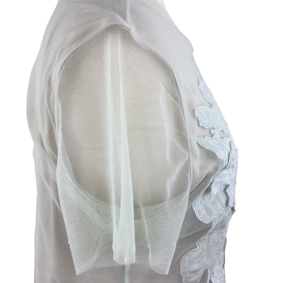 Simply Vera Vera Wang Sheer Mint Top with Floral Details, Size Medium - Picture 3 of 7